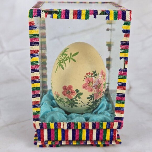 Set of 3 Handpainted Eggs in Individual Boxes Asian Design Hand Painted Vintage - Picture 7 of 16